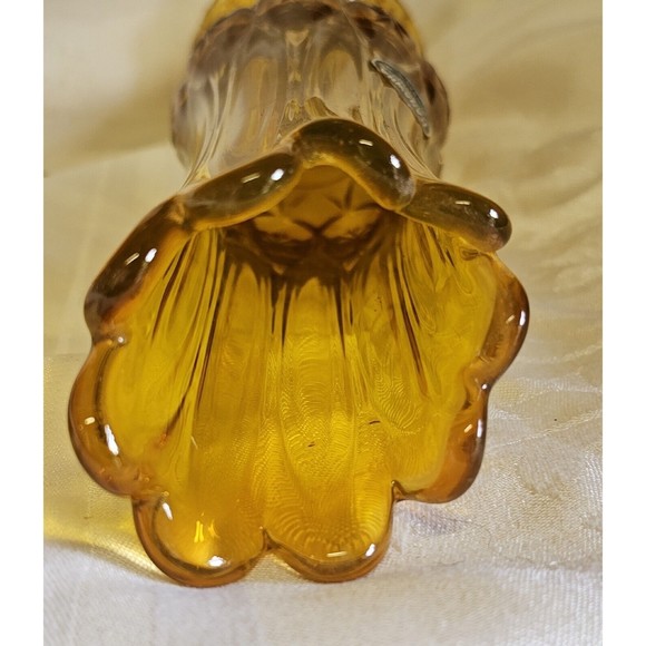 MCM Swung Vase Moon Stars Amber  Kanawha Glass 10.5” Vibrant Mid Century Rare - Picture 8 of 9